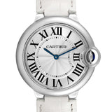 Cartier Ballon Bleu de Cartier Silver Dial White Leather Strap Watch for Women - W6920087