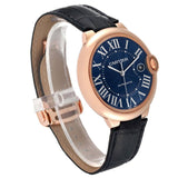 Cartier Ballon Bleu De Cartier Blue Dial Blue Leather Strap Watch for Men - WGBB0036