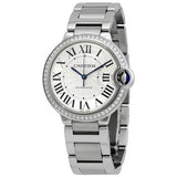 Cartier Ballon Bleu De Cartier Diamonds Silver Dial Silver Steel Strap Watch for Women - WE902035