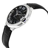 Cartier Ballon Bleu De Cartier Black Dial Black Leather Strap Watch for Men - WSBB0003