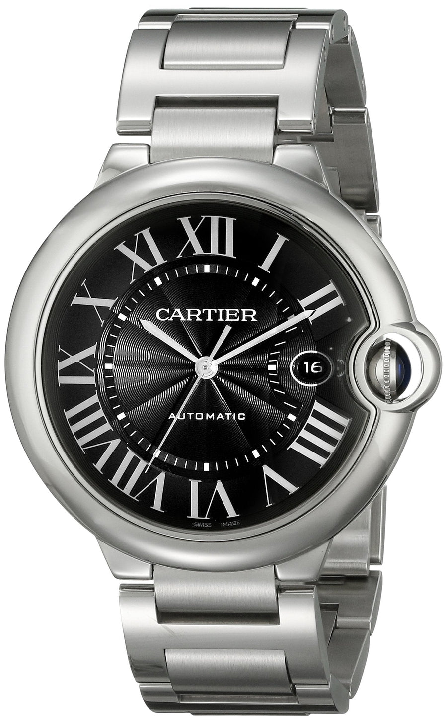 Cartier Ballon Bleu de Cartier Black Dial Silver Steel Strap Watch for Men - W6920042