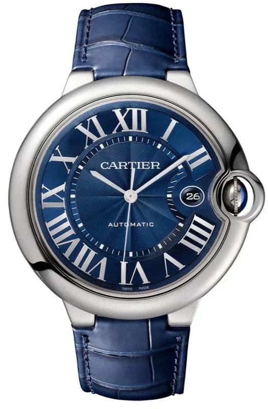Cartier Ballon Bleu De Cartier Blue Dial Blue Leather Strap Watch for Men - WSBB0027
