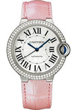 Cartier Ballon Bleu De Cartier Diamonds Silver Dial Pink Leather Strap Watch for Women - WE902037