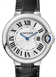 Cartier Ballon Bleu De Cartier Silver Dial Black Leather Strap Watch for Women - WSBB0034