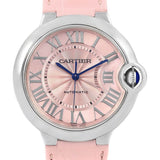 Cartier Ballon Bleu De Cartier Pink Dial Pink Leather Strap Watch for Women - WSBB0007