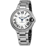 Cartier Ballon Bleu De Cartier Diamonds Silver Dial Silver Steel Strap Watch for Women - WE902035