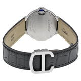 Cartier Ballon Bleu Silver Dial Black Leather Strap Watch for Women - W69018Z4