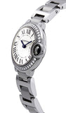 Cartier Ballon Bleu De Cartier Diamonds White Dial Silver Steel Strap Watch for Women - W4BB0015