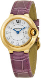 Cartier Ballon Bleu Diamonds White Dial Pink Leather Strap Watch for Women - WE902050