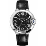 Cartier Ballon Bleu De Cartier Black Dial Black Leather Strap Watch for Men - WSBB0003