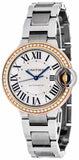 Cartier Ballon Bleu De Cartier Diamonds Silver Dial Silver Steel Strap Watch for Women - WE902080