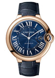 Cartier Ballon Bleu De Cartier Blue Dial Blue Leather Strap Watch for Men - WGBB0036