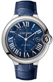 Cartier Ballon Bleu De Cartier Blue Dial Blue Leather Strap Watch for Men - WSBB0027