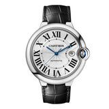 Cartier Ballon Bleu de Cartier Silver Dial Black Leather Strap Watch for Men - WSBB0026