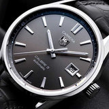 Tag Heuer Carrera Automatic 41mm Black Dial Black Leather Strap Watch for Men - WAR201A.FC6266