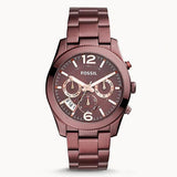 Fossil Perfect Boyfriend Multifunction Maroon Dial Maroon Steel Strap Watch for Women - ES4110