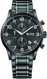 Hugo Boss Chronograph Black Dial Black Steel Strap Watch for Men - 1513180