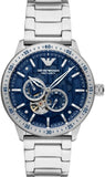 Emporio Armani Mario Chronograph Automatic Blue Dial Silver Steel Strap Watch For Men - AR60052