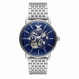 Emporio Armani Aviator Multifunction Blue Dial Silver Mesh Bracelet Watch For Men - AR60024