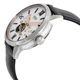 Fossil Townsman Automatic White Dial Black Leather Strap Watch for Men - ME3104