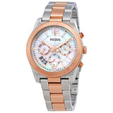 Fossil Perfect Boyfriend Mother of Pearl Dial Two Tone Steel Strap Watch for Women - ES4135