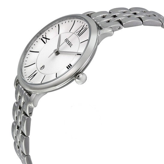 Fossil Jacqueline White Dial Silver Steel Strap Watch for Women - ES3433