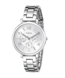 Fossil Jacqueline Silver Dial Silver Steel Strap Watch for Women - ES3664