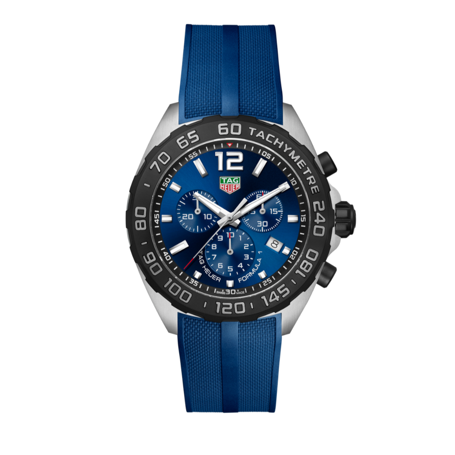 Tag Heuer Formula 1 Chronograph Blue Dial Blue Rubber Strap Watch for Men - CAZ101AV.FT8077