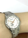 Bulova Crystal Collection Mother of Pearl Dial Silver Steel Strap Watch for Women - 98L232