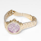 Michael Kors Wren Purple Dial Gold Steel Strap Watch for Women - MK6290