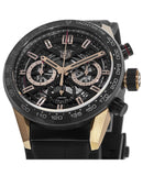 Tag Heuer Carrera Automatic Chronograph Steel & Gold Dial Black Leather Strap Watch for Men - CBG2050.FC6426