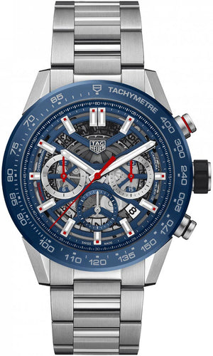 Tag Heuer Carrera Chronograph Blue Dial Silver Steel Strap Watch for Men - CBG2A11.BA0654