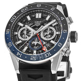 Tag Heuer Carrera Automatic Chronograph Steel & Ceramic Black Dial Black Rubber Strap Watch for Men - CBG2A1Z.FT6157