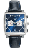 Tag Heuer Monaco Automatic Chronograph Blue Dial Blue Leather Strap Watch for Men - CBL2111.FC6453