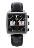 Tag Heuer Monaco Automatic Chronograph Black Dial Black Leather Strap Watch for Men - CBL2113.FC6177