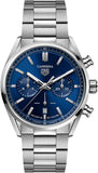 Tag Heuer Carrera Chronograph Blue Dial Silver Steel Strap Watch for Men - CBN2011.BA0642