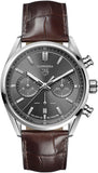 Tag Heuer Carrera Chronograph Grey Dial Brown Leather Strap Watch for Men - CBN2012.FC6483