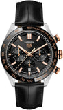 Tag Heuer Carrera Chronograph Black Dial Black Leather Strap Watch for Men - CBN2A5A.FC6481