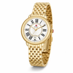 Michele Serein Silver Dial Gold Steel Strap Watch for Women - MWW21B000017