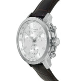 Tissot PRC 200 Chronograph Silver Dial Brown Leather Strap Watch For Men - T055.417.16.037.00