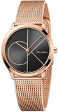 Calvin Klein Minimal Black Dial Rose Gold Mesh Bracelet Watch for Men - K3M22621