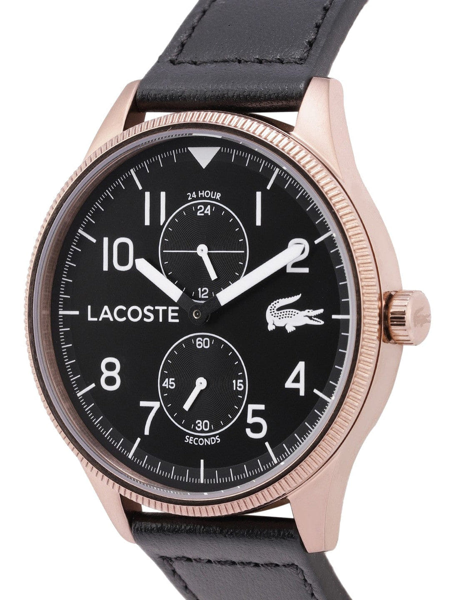 Lacoste Continental Black Dial Black Leather Strap Watch for Men - 2011042