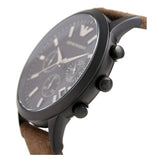 Emporio Armani Chronograph Black Dial Brown Leather Strap Watch For Men - AR11078