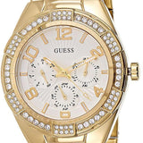 Guess Luna Diamonds White Dial Gold Steel Strap Watch for Women - W0729L2