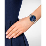 Emporio Armani Gianni T Bar Crystal Blue Dial Two Tone Steel Strap Watch For Women - AR11092