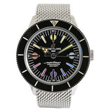 Breitling Superocean Heritage '57 Black Dial Silver Mesh Bracelet Watch for Men - A103701A1B1A1