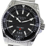 Gucci Dive Quartz Black Dial Silver Steel Strap Watch For Men - YA136301