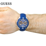 Guess Trade Blue Dial Blue Silicone Strap Watch for Men - W0967G2