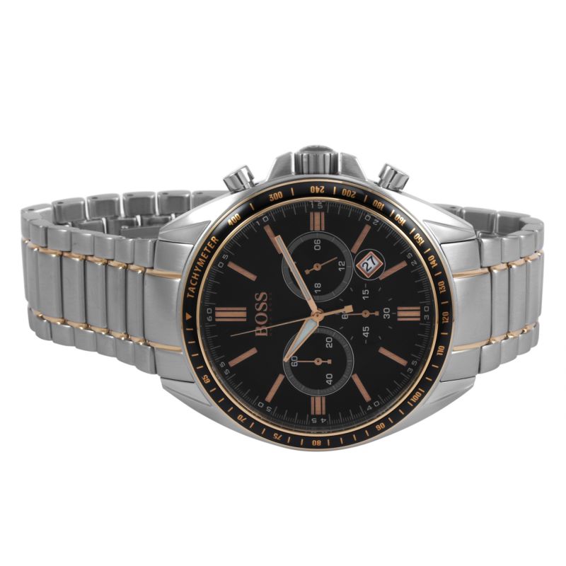 Hugo Boss Driver Sport Chronograph Grey Dial Two Tone Steel Strap Watch for Men - 1513094