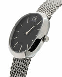 Calvin Klein Incentive Black Dial Silver Mesh Bracelet Watch for Women - K3P23121